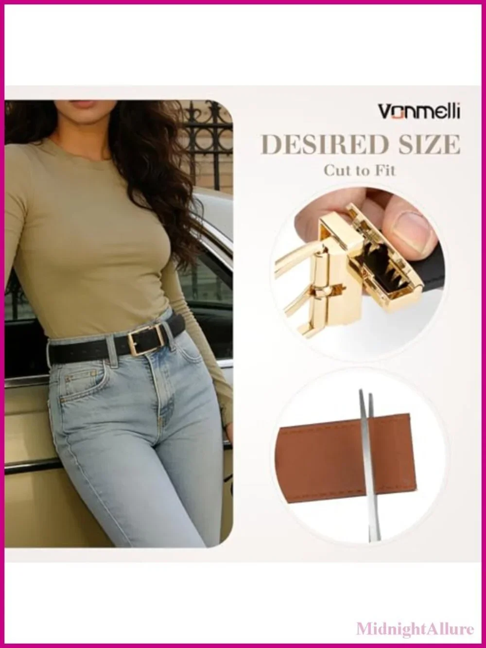 Reversible Faux Leather Belt for Women Adjustable Fit Jeans Pants Dress